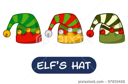 Cartoon Elf Hat Illustration. Set of Variation Colors. EPS 10 Vector Cartoon Elf Hat Illustration. Set of Variation Colors. EPS 10 Vector 97850488