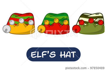 Cartoon Elf Hat Illustration. Set of Variation Colors. EPS 10 Vector Cartoon Elf Hat Illustration. Set of Variation Colors. EPS 10 Vector 97850489