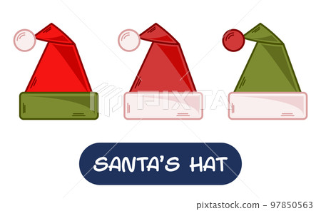 Cartoon Santa Hat Illustration. Set of Variation Colors. EPS 10 Vector 97850563