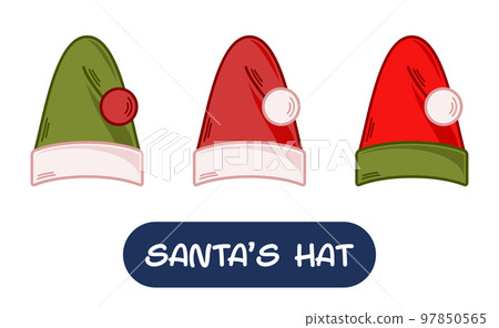 Cartoon Santa Hat Illustration. Set of Variation Colors. EPS 10 Vector Cartoon Santa Hat Illustration. Set of Variation Colors. EPS 10 Vector 97850565