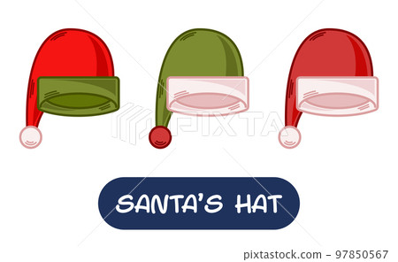 Cartoon Santa Hat Illustration. Set of Variation Colors. EPS 10 Vector Cartoon Santa Hat Illustration. Set of Variation Colors. EPS 10 Vector 97850567