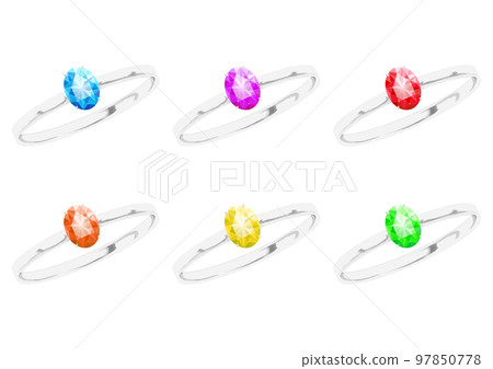 Oval brilliant cut ring jewelry illustration set 97850778