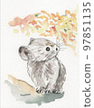 Pika in the autumn leaves mountain 97851135