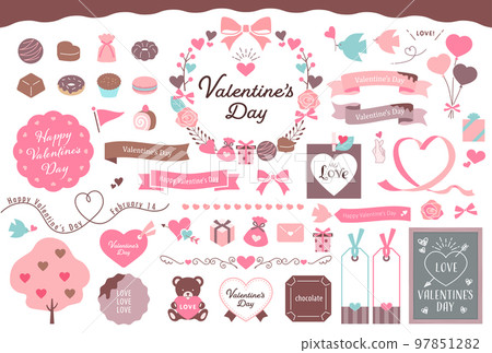 Valentine's day illustration and frame set 97851282