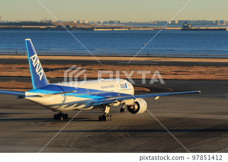 Passenger plane heading to the runway Jet plane Airport travel image Departure image Passenger plane heading to the runway Jet plane Airport travel image Departure image 97851412