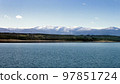 The Barcena reservoir with the Montes Aquilanos mountain range at background. El Bierzo, Castile and Leon, Spain. 97851724