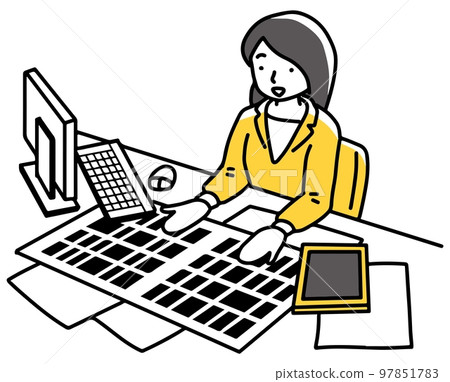 A woman explaining a print job A woman explaining a print job 97851783
