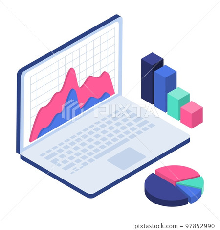 Data analytics concept, chart and graphic on laptop 97852990