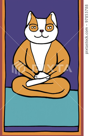 Illustration of cat practicing yoga Illustration of cat practicing yoga 97853788