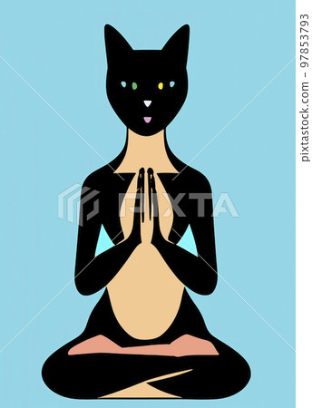 Illustration of cat practicing yoga Illustration of cat practicing yoga 97853793