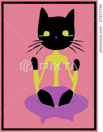 Illustration of cat practicing yoga Illustration of cat practicing yoga 97853798
