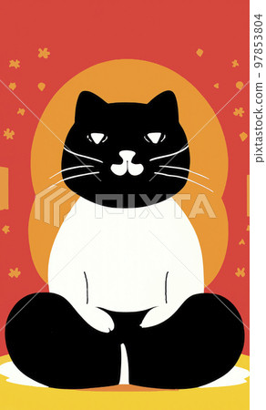 Illustration of cat practicing yoga Illustration of cat practicing yoga 97853804