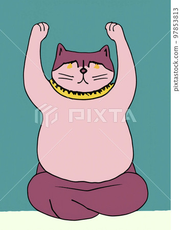 Illustration of cat practicing yoga Illustration of cat practicing yoga 97853813