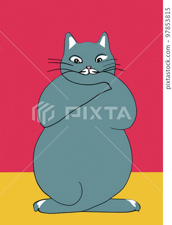 Illustration of cat practicing yoga Illustration of cat practicing yoga 97853815