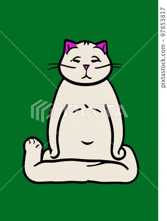 Illustration of cat practicing yoga Illustration of cat practicing yoga 97853817