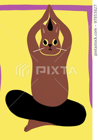 Illustration of cat practicing yoga Illustration of cat practicing yoga 97853827