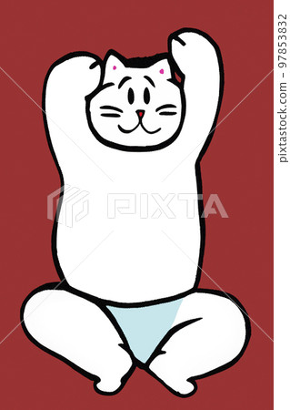 Illustration of cat practicing yoga Illustration of cat practicing yoga 97853832