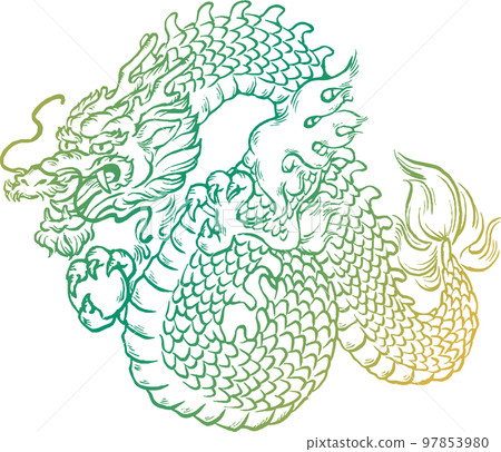 Year of the Dragon Dragon Tatsu Tatsu Hand-drawn New Year's card material New Year's card 2024 illustration material 97853980