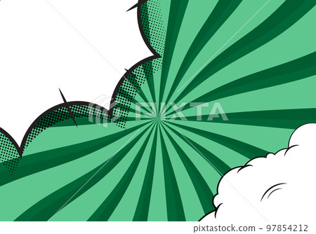 Pop art comics book cartoon magazine cover. Cartoon funny retro pattern strip mock up. Vector halftone illustration. Vintage backdrop for comic superhero text, speech bubble, message. 97854212