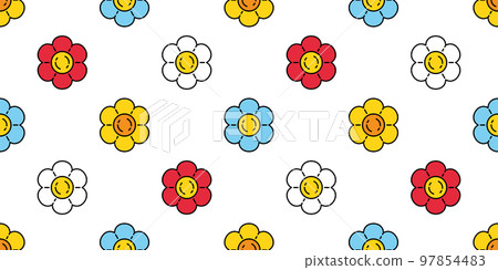 flower seamless pattern daisy vector gift wrapping paper repeat wallpaper tile background scarf isolated leaves doodle illustration design flower seamless pattern daisy vector gift wrapping paper repeat wallpaper tile background scarf isolated leaves doodle illustration design 97854483