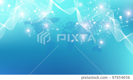 Global communication network concept. Social network communication in the global business. Big data visualization. Internet technology illustration 97854656