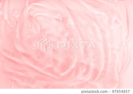 Beauty hyaluronic acid spread. Cosmetic jelly serum texture. Clear collagen gel, moisturizer backdrop. Pink liquid transparent skin care product Beauty hyaluronic acid spread. Cosmetic jelly serum texture. Clear collagen gel, moisturizer backdrop. Pink liquid transparent skin care product 97854857