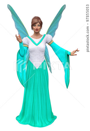 3D Fairy in teal white dress 3D Fairy in teal white dress 97855053