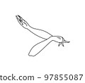 Vector line art illustration of woman hands in traditional folk dance of Uyghurs people 97855087