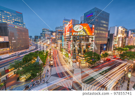 Ginza, Tokyo, Japan Shopping District at Twilight 97855741