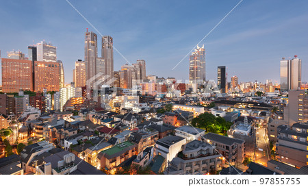 Tokyo, Japan West Shinjuku Financial District 97855755