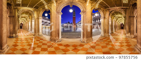Venice, Italy at St. Mark's Square with the Basilica and Bell Tower 97855756