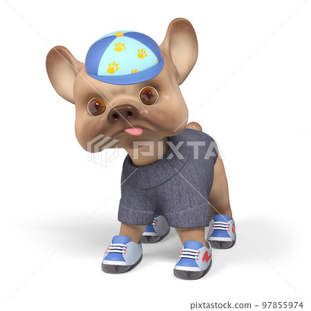 Puppy dog wearing suit , isolated character 3d rendering 97855974