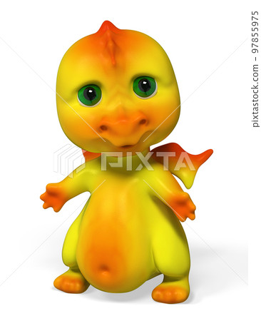 Funny small dragon character 3d rendering Funny small dragon character 3d rendering 97855975