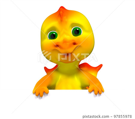 Cartoon dragon with poster isolated, 3d rendering Cartoon dragon with poster isolated, 3d rendering 97855978