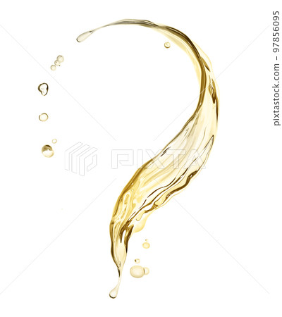 Liquid wave or flow splash, pouring fruit sauce or syrup, alcohol drink, abstract twisted swirl background, wine, isolated, 3d rendering 97856095