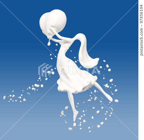 Splash milk and girl abstract background 3d rendering Splash milk and girl abstract background 3d rendering 97856104