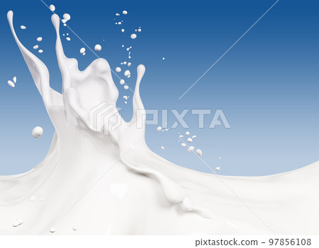 Milk splash, abstract liquid background, wavy drink illustration, dairy isolated 3d rendering 97856108