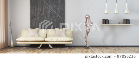 Interior design of modern living room with sofa, 3d rendering Interior design of modern living room with sofa, 3d rendering 97856236