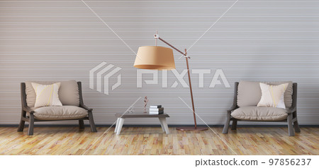 Living room with two armchairs 3d rendering Living room with two armchairs 3d rendering 97856237
