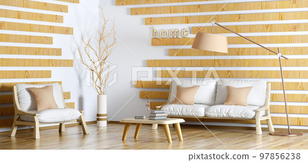 Interior design of modern living room with sofa, coffee table and floor lamp, 3d rendering Interior design of modern living room with sofa, coffee table and floor lamp, 3d rendering 97856238