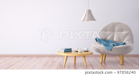 Interior of living room with armchair 3d rendering Interior of living room with armchair 3d rendering 97856240