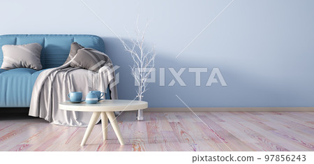 Interior design of modern living room with sofa 3d rendering 97856243