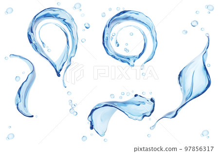 Set splashing of water abstract background, 3d rendering 97856317