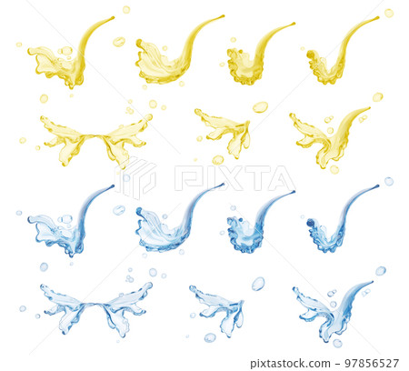Splashing of water and juice abstract background, isolated 3d rendering 97856527