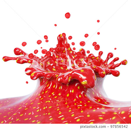 Strawberry splash abstract background , juice, fruit drink, compote on a white background, illustration 3d rendering Strawberry splash abstract background , juice, fruit drink, compote on a white background, illustration 3d rendering 97856542
