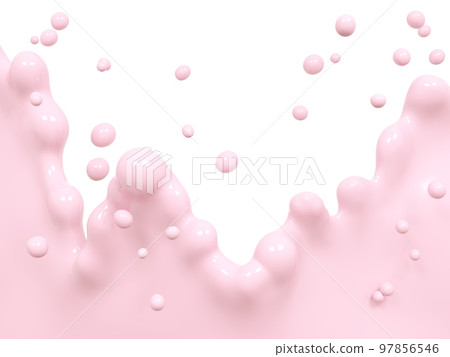 Splash of pink yogurt, 3d rendering illustration for food dairy product ad poster. 97856546