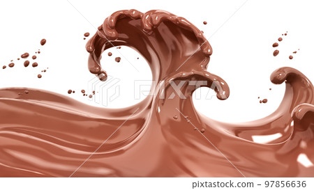 Splashes of hot chocolate, sauce or syrup, cocoa drink or choco cream, melted chocolate wave, isolated 3d rendering Splashes of hot chocolate, sauce or syrup, cocoa drink or choco cream, melted chocolate wave, isolated 3d rendering 97856636