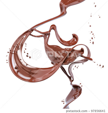 splash of brownish hot coffee or chocolate and girl isolated 3d rendering 97856641