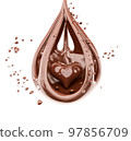 Splashing hot chocolate heart abstract background 3d rendering 97856709