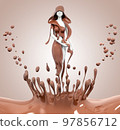 Splash of hot chocolate, cocoa drink in form of beautiful girl, abstract background 3d rendering 97856712